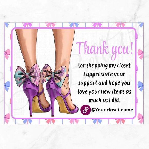 100 Pack High Heels Thank You Insert Cards - Small Business Card 4" x 3" - Picture 2 of 8